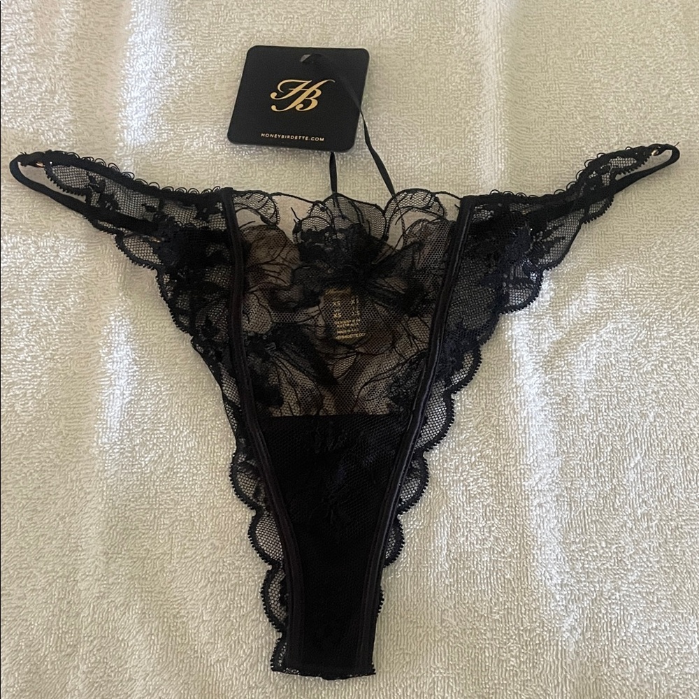 Honey Birdette  Black Lace Thong